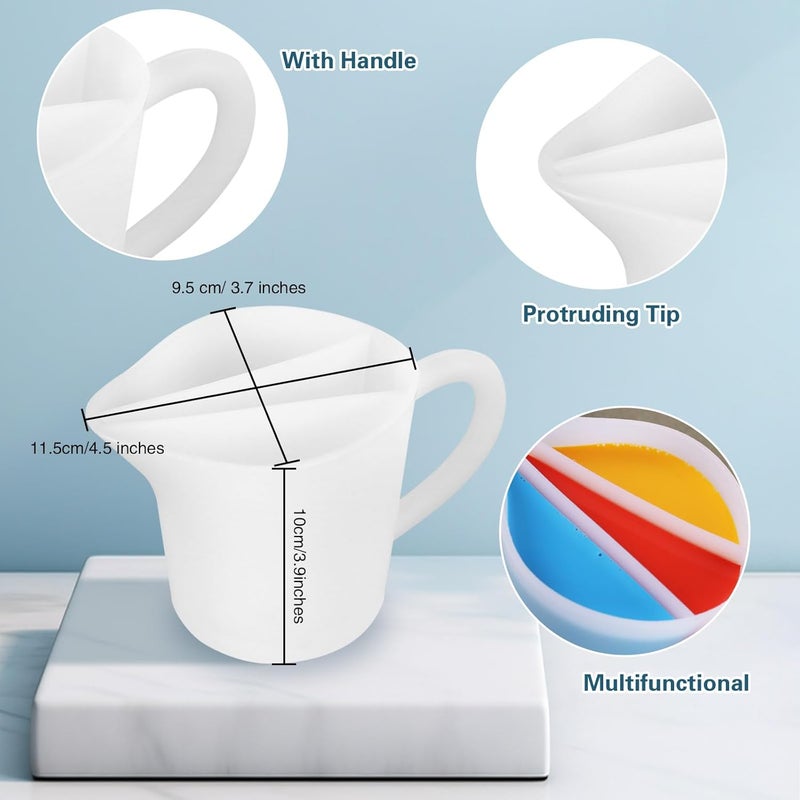 Kunyeah Split Cup with Handle 17OZ/500ML Silicone Cup for Paint Pouring Fluid Art Split Cup Acrylic Paint Pour Cup DIY Making Crafts Supplies Epoxy Resin Art Drawing Accessories (3 Chambers) - Image 3